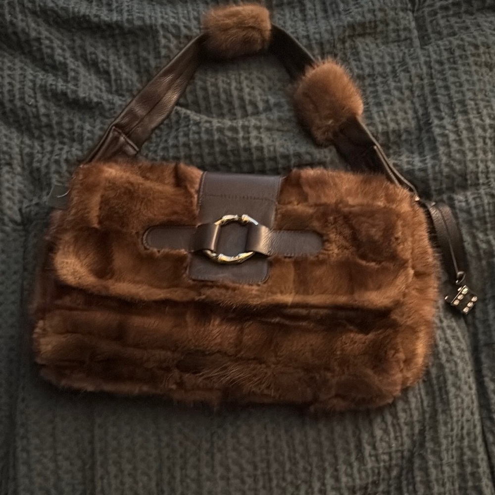 Brown Fur Shoulder Bag Mink